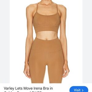 Varley Camel Crop Sports Bra